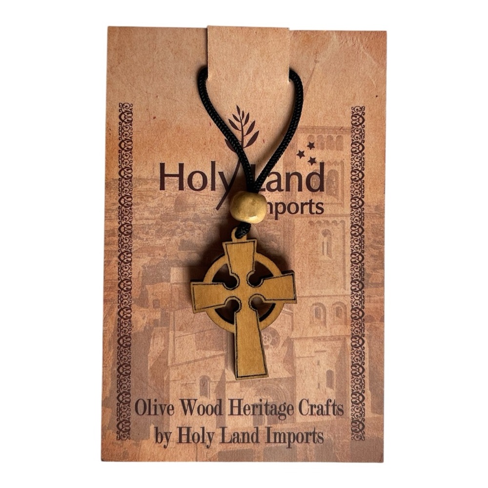 Holy Land Olive Wood Celtic Cross Necklace